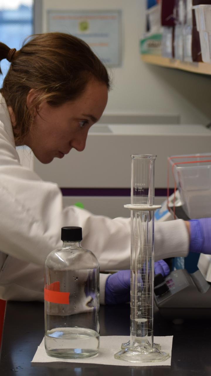Dr. Kaganer preparing reagents for diagnostic testing