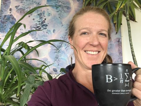 Brenda drinking coffee