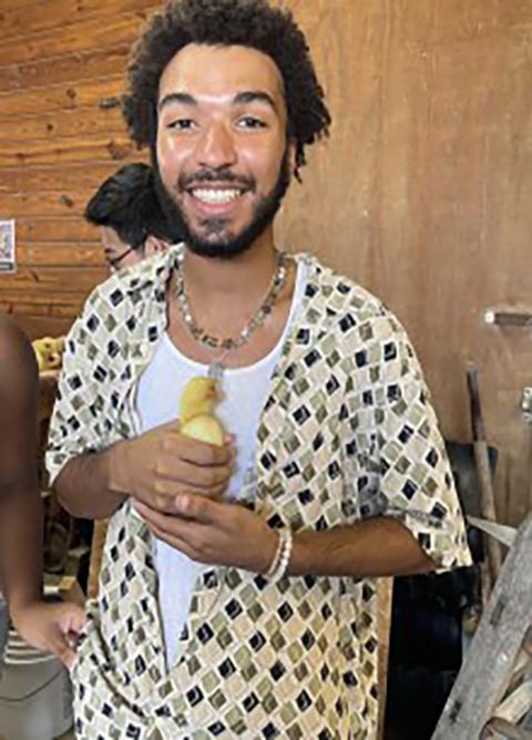 Dante with a duckling