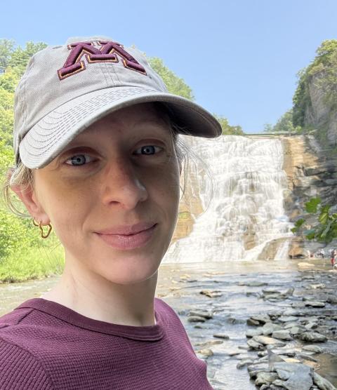 Sarah at waterfall