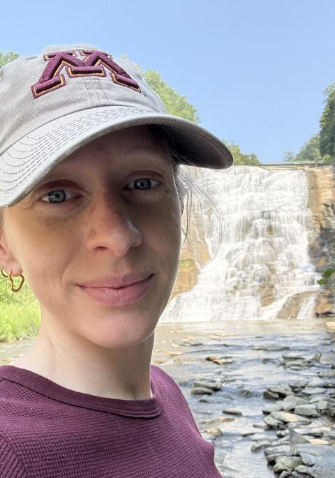 Sarah at waterfall